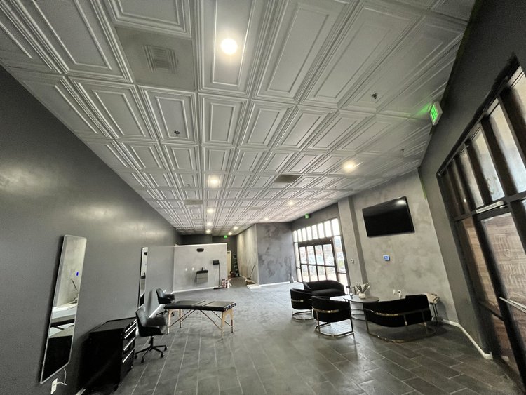 Completed recessed lighting and finished interior at Dim Light Studio in Murrieta